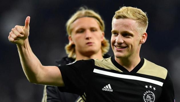 Ajax's Donny van de Beek celebrates after the match(REUTERS)