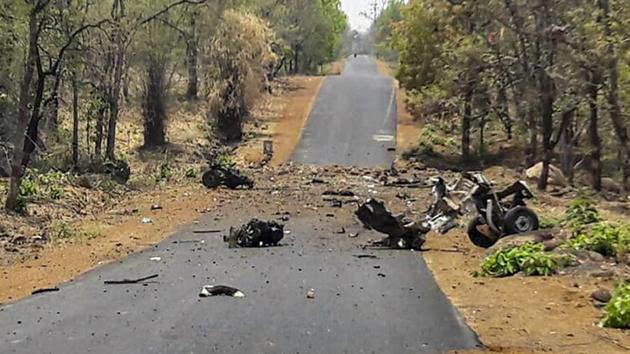 Fifteen jawans of C-60, an anti-Maoist squad of Gadchiroli police, and a driver were killed in a powerful landmine blast on Wednesday on Dadapur Road in Gadchiroli district, Maharashtra. The improvised explosive device blast is believed to be a retaliation after 40 Maoists were gunned down by security forces on April 22 last year near Bhamragarh in the district. (PTI) Fifteen jawans of C-60, an anti-Maoist squad of Gadchiroli police, and a driver were killed in a powerful landmine blast on Wednesday on Dadapur Road in Gadchiroli district, Maharashtra. The improvised explosive device blast is believed to be a retaliation after 40 Maoists were gunned down by security forces on April 22 last year near Bhamragarh in the district. (PTI)