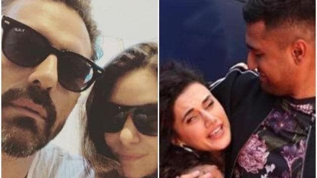 Arjun Rampal poses with Gabriella Demetriades, Vicky Kaushal and Taapsee Pannu reunite.