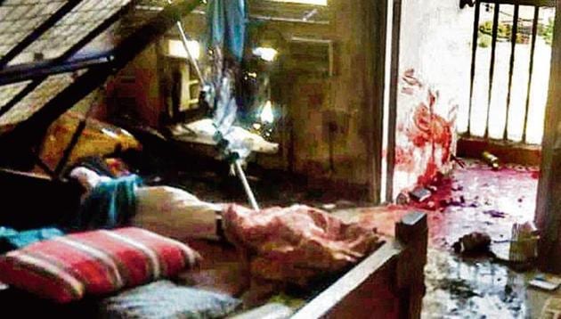 The blast did not trigger a fire, but the victims were swept away by the impact of the explosion, the police said.(HT Photo) The blast did not trigger a fire, but the victims were swept away by the impact of the explosion, the police said.(HT Photo)