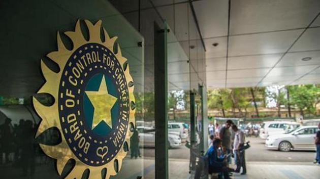 A view of logo of the Board of Control for Cricket in India (BCCI).(Hindustan Times via Getty Images)