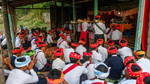 For “safety reasons” the maximum length is three feet and the diameter must not exceed three inches. A monk blesses each device, praying for a safe and long flight, then one-by-one the teams are called to the 10 metre-high bamboo firing rig. (Ye Aung Thu / AFP)