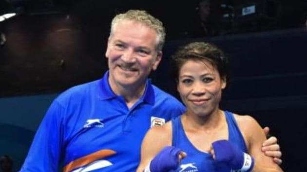 India women’s boxing Performance Director Raffaele Bergamasco with MC Mary Kom (File Photo)(BFI)