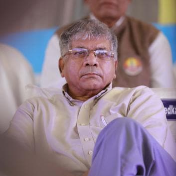 Pune, India - December 31, 2017: Prakash Ambedkar in 'Elgar Parishad' at Shanivarwada in Pune, India, on Sunday, December 31, 2017. (Photo by Rahul Raut/HT PHOTO)