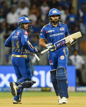 Quinton de Kock and Rohit Sharma got the Mumbai Indians off to a decent start with a 36-run opening stand. (AFP) Quinton de Kock and Rohit Sharma got the Mumbai Indians off to a decent start with a 36-run opening stand. (AFP)