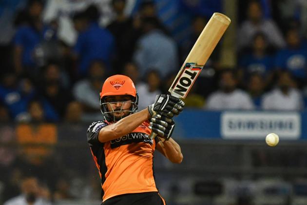 Manish Pandey, who scored 71 runs off 47 balls, helped SRH tie the game by hitting a six off the last ball. (AFP) Manish Pandey, who scored 71 runs off 47 balls, helped SRH tie the game by hitting a six off the last ball. (AFP)