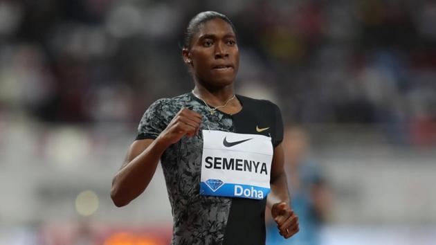 South Africa's Caster Semenya wins the women's 800m.(REUTERS)