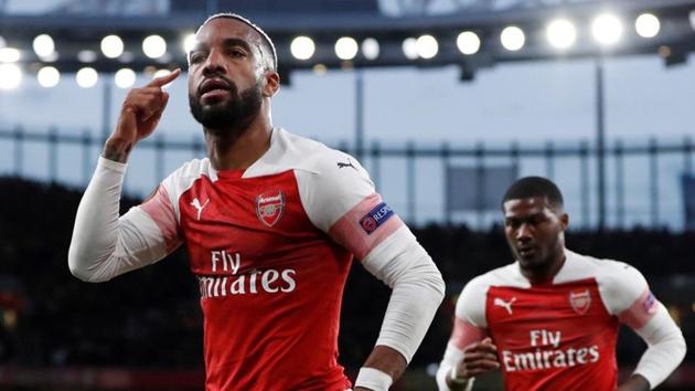 Arsenal's Alexandre Lacazette celebrates scoring their second goal against Valencia (Action Images via Reuters) Arsenal's Alexandre Lacazette celebrates scoring their second goal against Valencia (Action Images via Reuters)