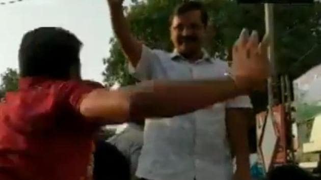 Delhi chief minister and Aam Aadmi Party (AAP) convenor Arvind Kejriwal was attacked during his roadshow in New Delhi’s Moti Nagar area on Saturday. (ANI file photo) Delhi chief minister and Aam Aadmi Party (AAP) convenor Arvind Kejriwal was attacked during his roadshow in New Delhi’s Moti Nagar area on Saturday. (ANI file photo)