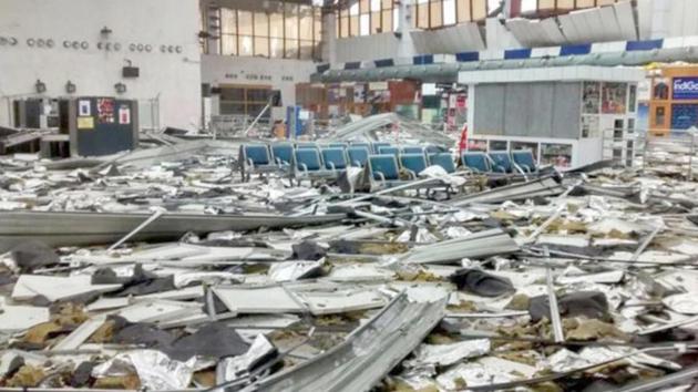 Inside view of Bhubaneshwar Airport after it was hit by the cyclone Fani in Bhubaneshwar on Saturday. Cyclone Fani on Friday made landfall in Puri with a wind speed of over 200 Km/hr. Some houses were completely destroyed in Puri, parts of Khurda, and other districts. The cyclone tore apart critical infrastructure, especially power, telecom and water supply and lakhs of trees were uprooted blocking roads, breaking homes and damaging infrastructure. (ANI ) Inside view of Bhubaneshwar Airport after it was hit by the cyclone Fani in Bhubaneshwar on Saturday. Cyclone Fani on Friday made landfall in Puri with a wind speed of over 200 Km/hr. Some houses were completely destroyed in Puri, parts of Khurda, and other districts. The cyclone tore apart critical infrastructure, especially power, telecom and water supply and lakhs of trees were uprooted blocking roads, breaking homes and damaging infrastructure. (ANI )