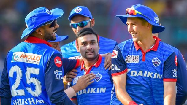 DC bowler Amit Mishra celebrates with his teammates after claiming a wicket. (PTI) DC bowler Amit Mishra celebrates with his teammates after claiming a wicket. (PTI)