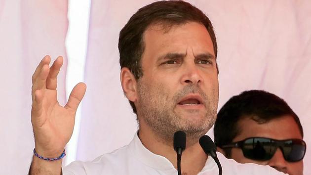 Simdega: Congress President Rahul Gandhi gestures as he addresses an election campaign rally for Lok Sabha polls in Simdega district of Jharkhand, Thursday, May 2, 2019. (PTI Photo)(PTI5_2_2019_000044A)(PTI)