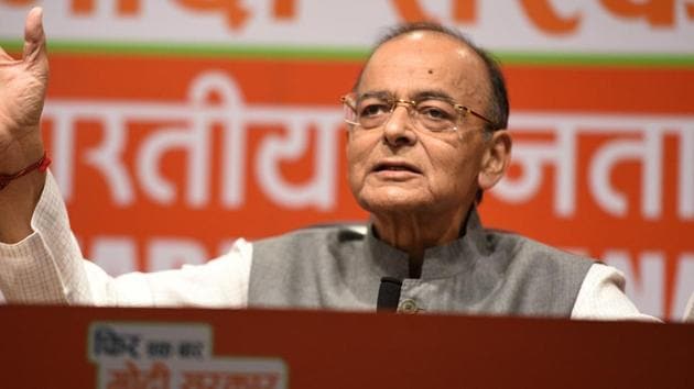 Finance minister Arun Jaitley speaks to media during a press conference, at BJP Headquarters, in New Delhi, India on Saturday, May 04, 2019. (Sonu Mehta/HT FILE PHOTO) Finance minister Arun Jaitley speaks to media during a press conference, at BJP Headquarters, in New Delhi, India on Saturday, May 04, 2019. (Sonu Mehta/HT FILE PHOTO)