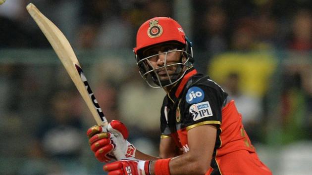 Royal Challengers Bangalore batsman Gurkeerat Singh Mann plays a shot during the 2019 Indian Premier League (IPL) Twenty20 cricket match between Royal Challengers Bangalore and Sunrisers Hyderabad at The M. Chinnaswamy stadium in Bangalore, on May 4, 2019.(AFP) Royal Challengers Bangalore batsman Gurkeerat Singh Mann plays a shot during the 2019 Indian Premier League (IPL) Twenty20 cricket match between Royal Challengers Bangalore and Sunrisers Hyderabad at The M. Chinnaswamy stadium in Bangalore, on May 4, 2019.(AFP)