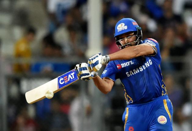 Mumbai: MI player Rohit Sharma plays a shot during the Indian Premier League 2019 (IPL T20) cricket match between Kolkata Knight Riders (KKR) and Mumbai Indians (MI) at Wankhede Stadium in Mumbai (PTI)