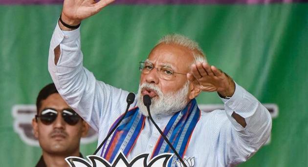 Prime minister Narendra Modi addresses an election campaign for Lok Sabha polls, at Ramnagar in West Champaran, Saturday, May 4, 2019.(PTI file photo)