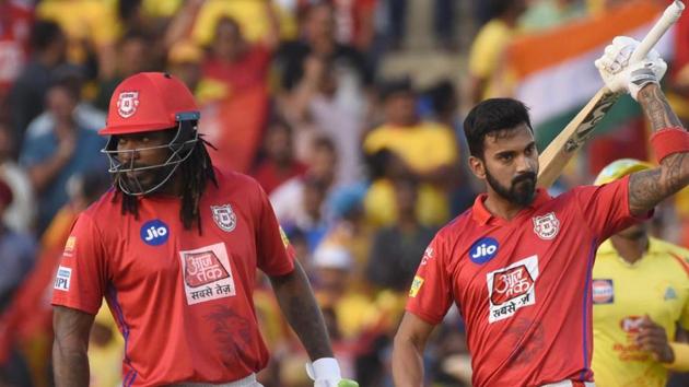 KL Rahul of Kings XI Punjab celebrates his half century against Chennai Super Kings. (HT Photo)