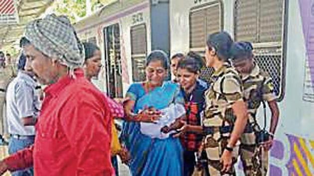 The baby girl was born at Virar station on Monday.(HT Photo)