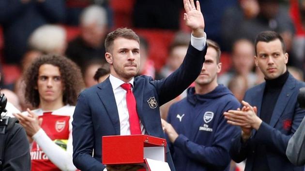 Arsenal's Aaron Ramsey during a presentation after the match(Action Images via Reuters)