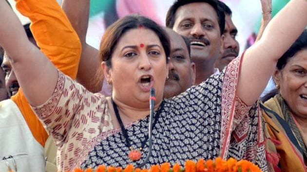 Union minister Smriti Irani was a proud mom, second time in four days, as her daughter cleared CBSE class 10 exams with 82% marks.(PTI File Photo) Union minister Smriti Irani was a proud mom, second time in four days, as her daughter cleared CBSE class 10 exams with 82% marks.(PTI File Photo)