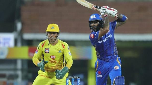 Suryakumar Yadav plays a shot during the MI vs CSK Qualifier 1 match at Chennai(BCCI)