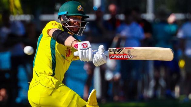 David Warner plays a shot during a one-day cricket practice match between Australia and New Zealand.(AFP)