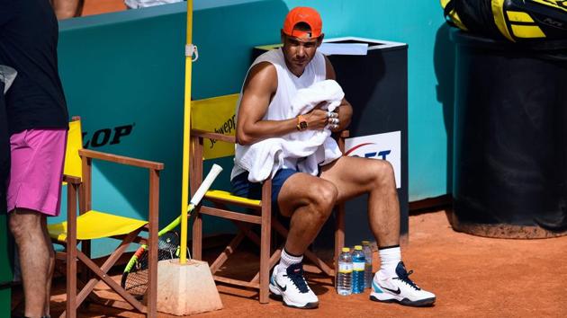 Spain's Rafael Nadal attends a training session during the ATP Madrid Open at the Caja Magica in Madrid.(AFP)