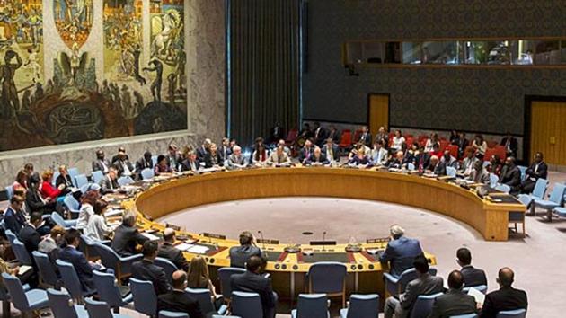 Members of the United Nations Security Council during a meeting at the UN headquarters in New York.(Reuters)