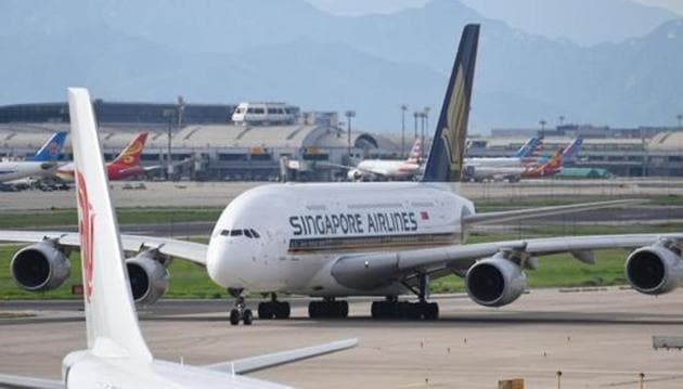 The aircraft -- A380-800 -- from Singapore suffered some problem with its nose wheel and was towed away to the terminal, according to a passenger onboard. (AFP file photo) The aircraft -- A380-800 -- from Singapore suffered some problem with its nose wheel and was towed away to the terminal, according to a passenger onboard. (AFP file photo)