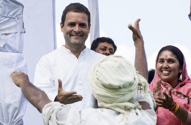 Congress president Rahul Gandhi on Friday made a strong pitch for the minimum income guarantee scheme for the poor that he has promised to implement if the party is voted to power in the Lok Sabha elections.(PTI Photo)