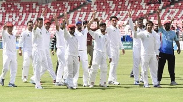 Afghanistan team celebrate their first ever win in Test cricket at Dehradun in March. (Getty image) Afghanistan team celebrate their first ever win in Test cricket at Dehradun in March. (Getty image)