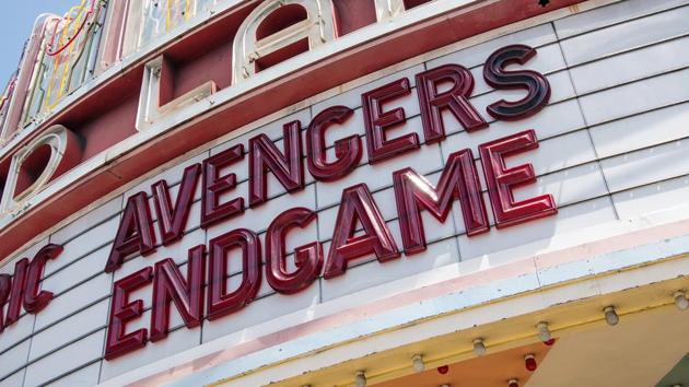 An Avengers: Endgame marquee is displayed at the Grand Lake theatre in Oakland, California.