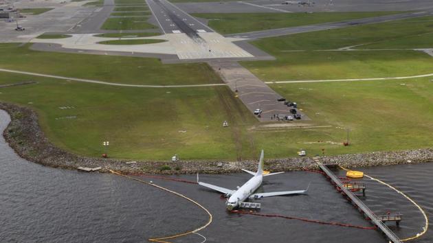 An Aerial view of a Miami Air International Boeing 737-800 that overran the runway at NAS Jacksonville and came to rest in the St Johns River in Jacksonville, Florida. (NTSB / Handout via REUTERS) An Aerial view of a Miami Air International Boeing 737-800 that overran the runway at NAS Jacksonville and came to rest in the St Johns River in Jacksonville, Florida. (NTSB / Handout via REUTERS)