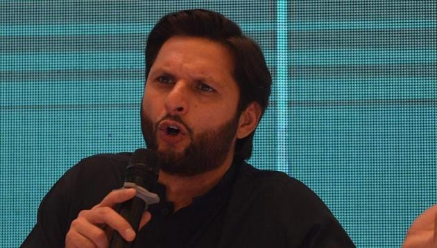 Pakistani cricketer Shahid Afridi speaks during a press conference to present his autobiography in Karachi on May 4, 2019. (AFP) Pakistani cricketer Shahid Afridi speaks during a press conference to present his autobiography in Karachi on May 4, 2019. (AFP)