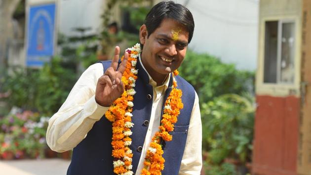 Brijesh Goyal, the Aam Aadmi Party’s (AAP) candidate from the New Delhi Lok Sabha constituency, is contesting elections for the first time.(Amal KS/HT PHOTO)