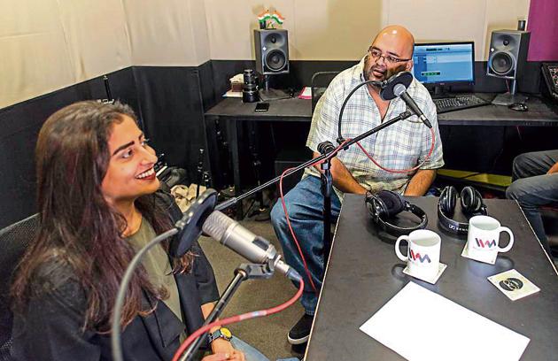 The audio OTT boom has been good news for independent podcast companies like Kavita Rajwade and Amit Doshi‘s Indus Vox Media, or IVM. They’ve recorded 73 podcasts since 2015, most of which are now available on major music-streaming platforms.(Aalok Soni / HT Photo)