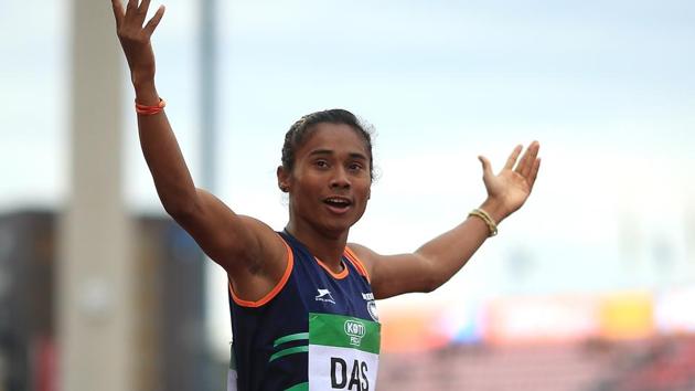 Hima Das of India celebrates winning gold in the final of the women's 400m on day three of The IAAF World U20 Championships on July 12, 2018 in Tampere, Finland.(Getty Images for IAAF)