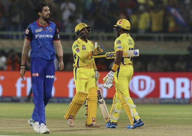 Eventually, Chennai Super Kings won the match with one over to spare. (AP) Eventually, Chennai Super Kings won the match with one over to spare. (AP)
