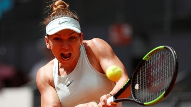 Romania's Simona Halep in action during her semi final match against Switzerland's Belinda Bencic.(REUTERS)
