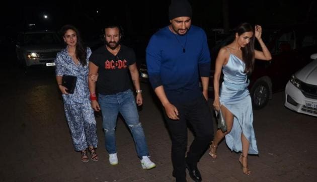 Kareena Kapoor, Saif Ali Khan, Arjun Kapoor and Malaika Arora at a party. (Varinder Chawla) Kareena Kapoor, Saif Ali Khan, Arjun Kapoor and Malaika Arora at a party. (Varinder Chawla)