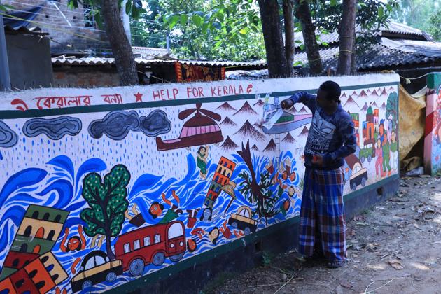 Graffiti on Kerala floods (HT Photo) Graffiti on Kerala floods (HT Photo)
