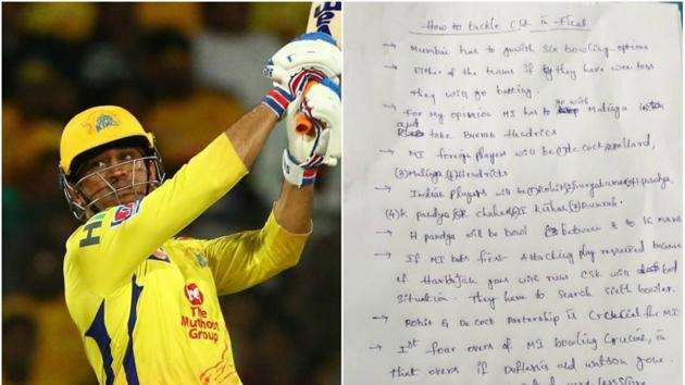 A fan has shared a ‘how to tackle CSK in IPL final’ plan (HT Photo) A fan has shared a ‘how to tackle CSK in IPL final’ plan (HT Photo)