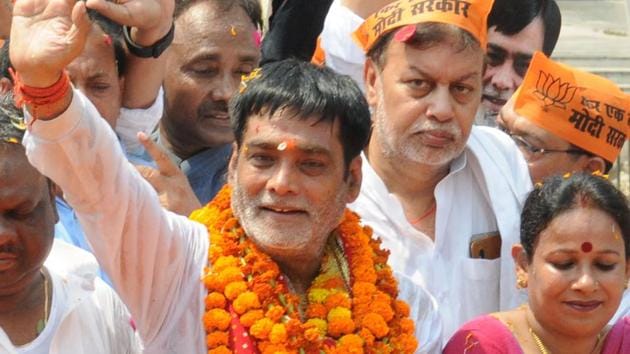 File photo of BJP leader Ram Kripal Yadav after he filed his nomination from the Patliputra constituency on Thursday, April 25, 2019.(AP Dube / HT Photo)