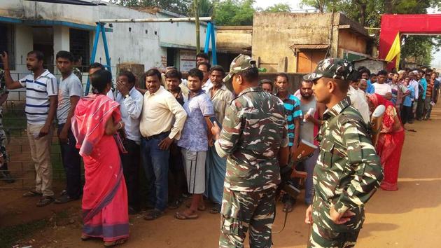 Voters queue up at a polling station to cast their ballots during the sixth phase of the Lok Sabha election in Jhargram in West Bengal state on May 12, 2019. (AFP) Voters queue up at a polling station to cast their ballots during the sixth phase of the Lok Sabha election in Jhargram in West Bengal state on May 12, 2019. (AFP)