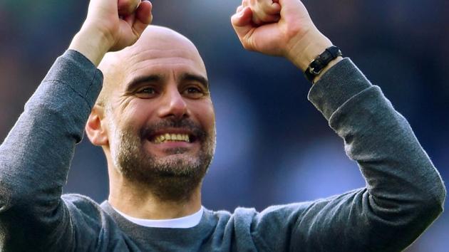 Pep Guardiola celebrates winning the Premier League with Manchester City. (REUTERS) Pep Guardiola celebrates winning the Premier League with Manchester City. (REUTERS)
