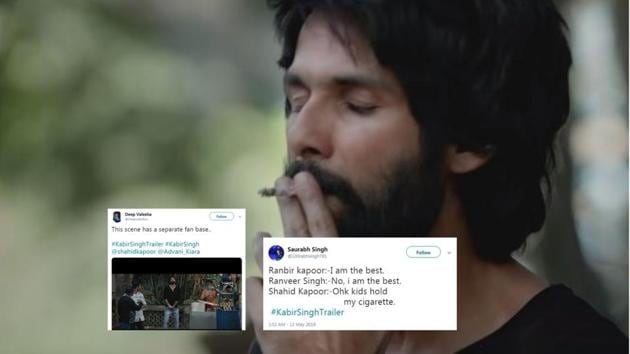 Shahid Kapoor in a still from Kabir Singh, surrounded by memes.