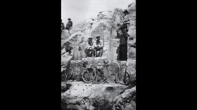 Framroze Davar and Gustav Sztavjanik atop the Andes mountains. They cycled 1,500km in three months, riding altitudes of 12,000-16,000 feet. They finally completed their journey on March 22, 1931. (Anoop Babani / Savia Viega) Framroze Davar and Gustav Sztavjanik atop the Andes mountains. They cycled 1,500km in three months, riding altitudes of 12,000-16,000 feet. They finally completed their journey on March 22, 1931. (Anoop Babani / Savia Viega)