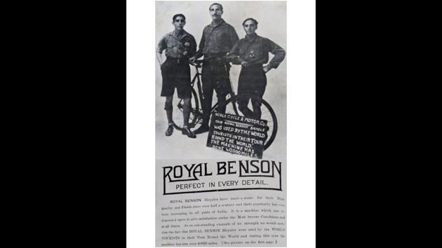 A marketing booklet of Royal Benson Cycles published in the 1930s. Adi Hakim, Jal Bapasola and Rustom Bhumgara rode British-made Royal Benson cycles on their global expedition. (Anoop Babani / Savia Viega) A marketing booklet of Royal Benson Cycles published in the 1930s. Adi Hakim, Jal Bapasola and Rustom Bhumgara rode British-made Royal Benson cycles on their global expedition. (Anoop Babani / Savia Viega)