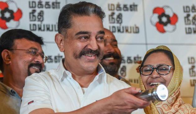 Bhalaji, a senior AIADMK leader, also sought a ban on MNM for “sowing violence” and demanded that the Election Commission of India act against Haasan.(PTI)