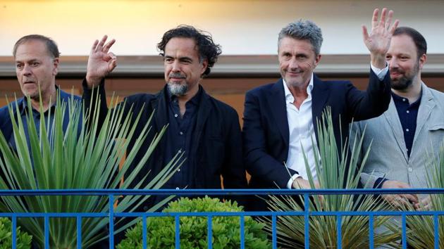 Jury members Pawel Pawlikowski, Enki Bilal and Yorgos Lanthimos pose with Alejandro Gonzalez Inarritu, Jury President of the 72nd Cannes Film Festival.(REUTERS)